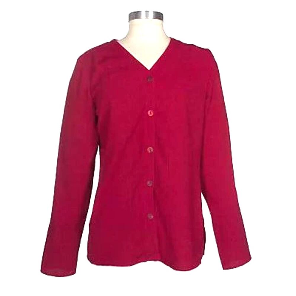 1x Red Cardigan Button Front Textured Stretch Pol… - image 1